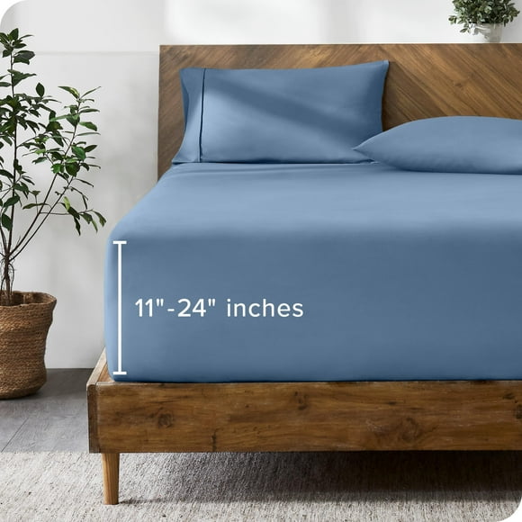 Bare Home Queen Fitted Sheet - Extra Deep Pocket Fitted Sheet - Premium 1800 Microfiber - Ultra-Soft Wrinkle Free - Queen Deep Pocket Fitted Bottom Sheets (Queen - 11"" to 24"" Pocket, Coronet Blue)