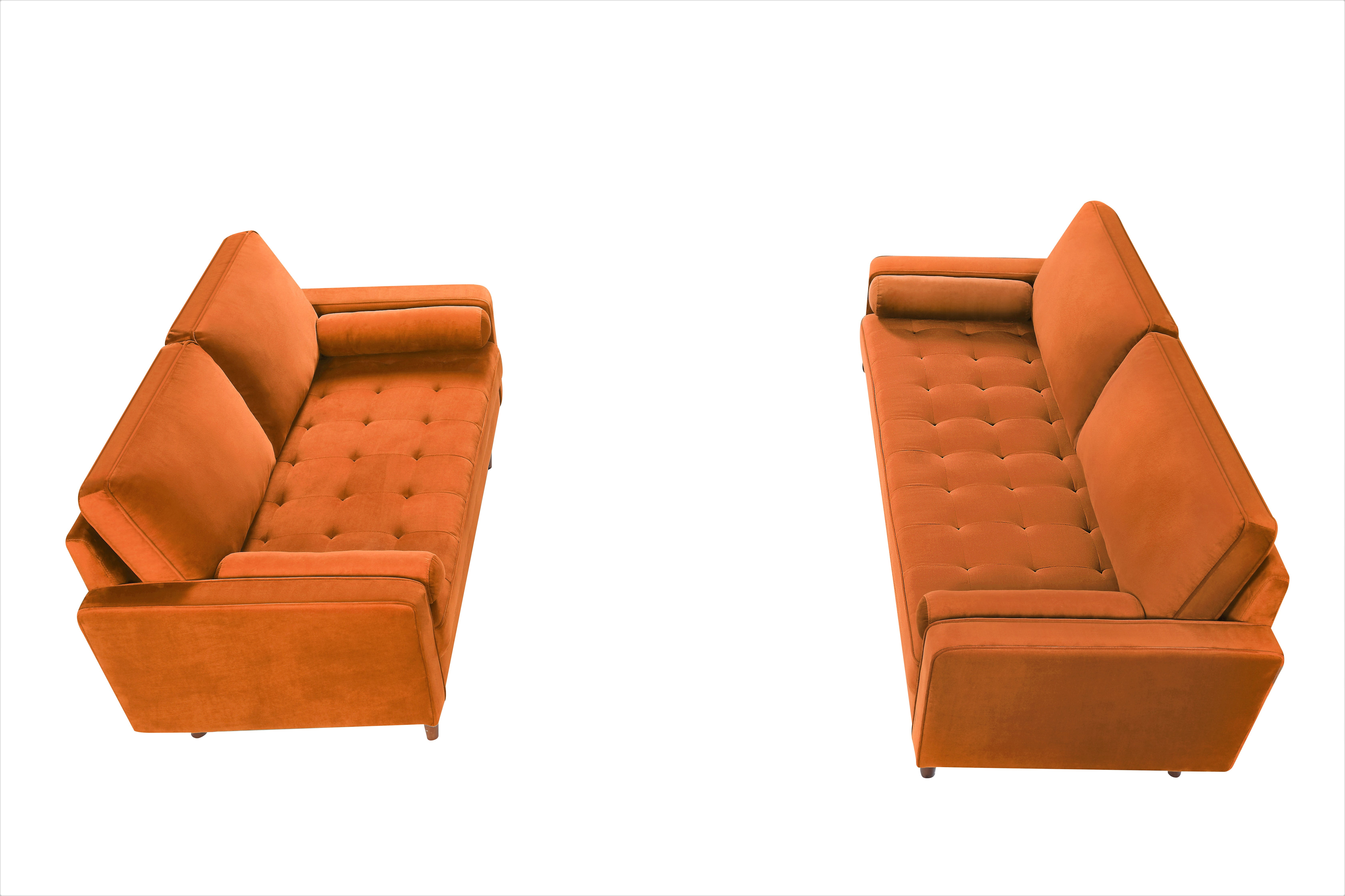Uspridefurniture 2 Piece Modern Polyester Sofa And Loveseat Set Orange