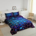 thumbnail image 3 of Erosebridal Gradient Starry Sky Bedding Full Comforter Set, Neon Galaxy Down Comforter, Geometry Decor, Reversible 3pcs, 3 of 7