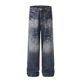 thumbnail image 3 of Jeans pour Hommes Classification de Produit Rue Haute Jambe Droite Jeans Déchirés pour Pantalon Grand Rétro Coupe Ample Titre du Produit, 3 of 5