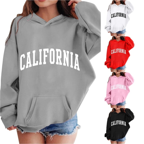 CUZIBR Girls Letter Graphic Hoodie Casual Long Sleeve Pullover Hooded Sweatshirt With Front Pocket Daily Streetwear Kids Cute Pullovers Top Clothes,Grey,7-8 Years