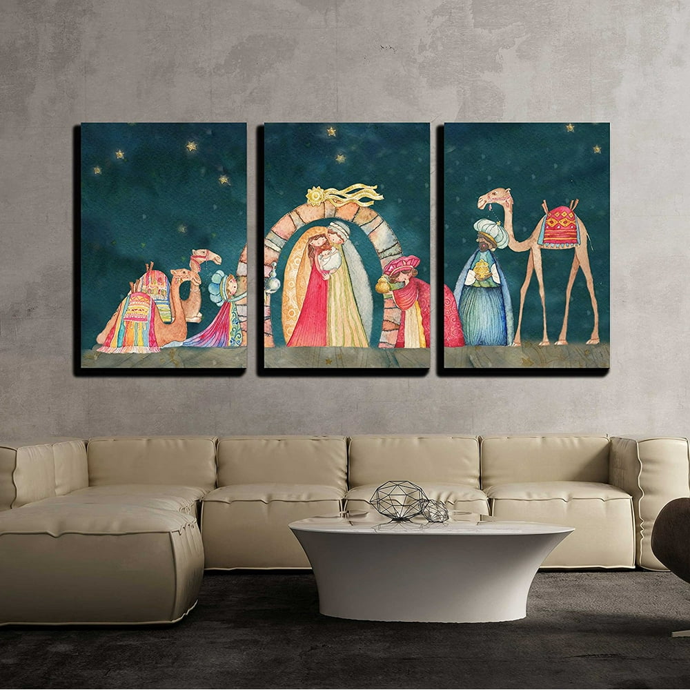 Wall26 Christmas Nativity Scene Three Wise Men Canvas Art Wall Decor