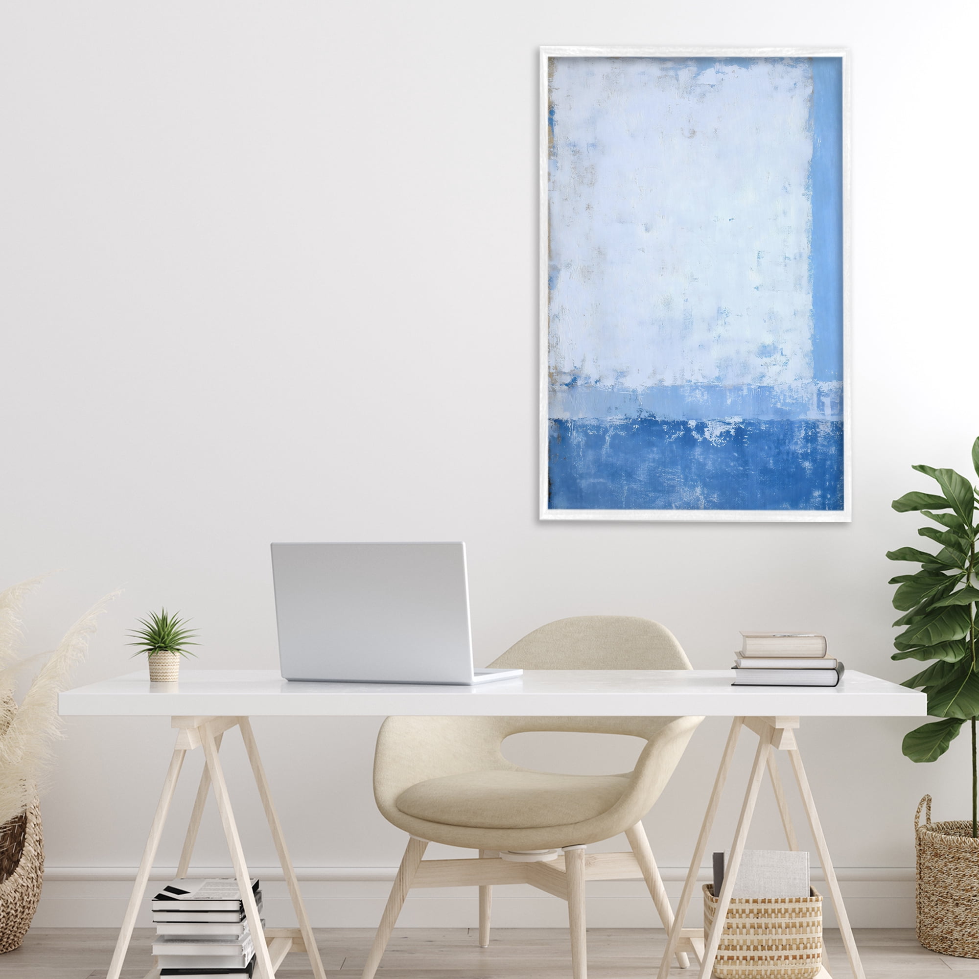 Stupell Industries Blue & White Abstract White Framed Giclee Art, design by Gina Kelly