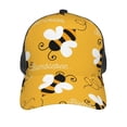 thumbnail image 3 of Disketp Cute Bee Butterfly Yelllow Print Trucker Hat Men Women - Mesh Baseball SnapBack Cap, 3 of 7