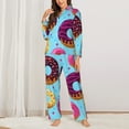 thumbnail image 3 of Junzan Donuts Print Womens Pajama Sets,Long Sleeve Button Down For Women Pjs 2 Piece, 3 of 9