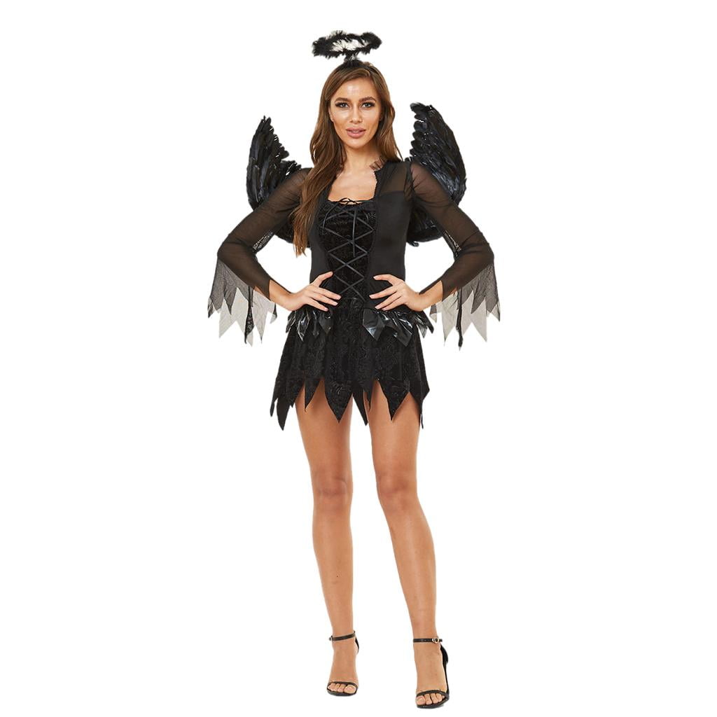 Conjunto De Disfraz De ángel Caído Para Mujer, Vestido De Corsé