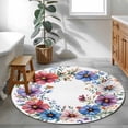 thumbnail image 4 of Spring Flower Wreath Round Area&nbsp;Rug 4ft Country Watercolor Purple Blue Floral Bud Leaf Non-Slip&nbsp;Washable Circle Rugs Soft Felt Indoor Floor Mat for Bedroom Kitchen Living Room Bathroom, 4 of 9