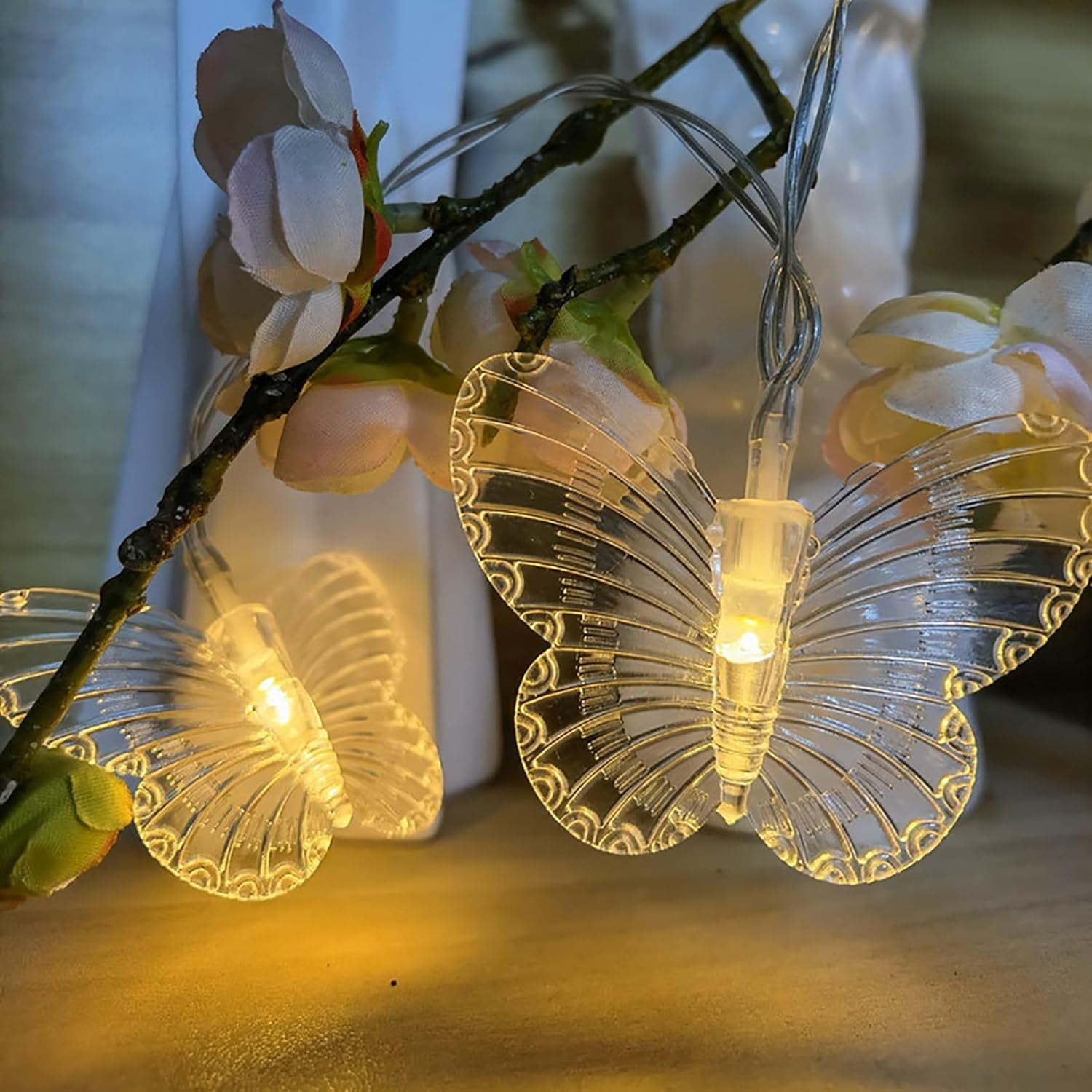 20 LED Butterfly String Lights, 16.4FT Solar String Lights Outdoor Butterfly Fairy Decorative Lights for Patio Christmas Tree Lawn Party Garden Gazebo Wedding