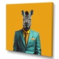 thumbnail image 2 of Designart "Zebra in Yellow and Blue Suits" Animals Wall Art - Modern Yellow Zebra Fashion Bedroom Canvas Wall Art, 2 of 6