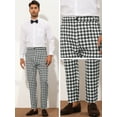thumbnail image 4 of Unique Bargains Men's Houndstooth Dress Pants Big and Tall Business Plaid Trousers 36 Black White, 4 of 6