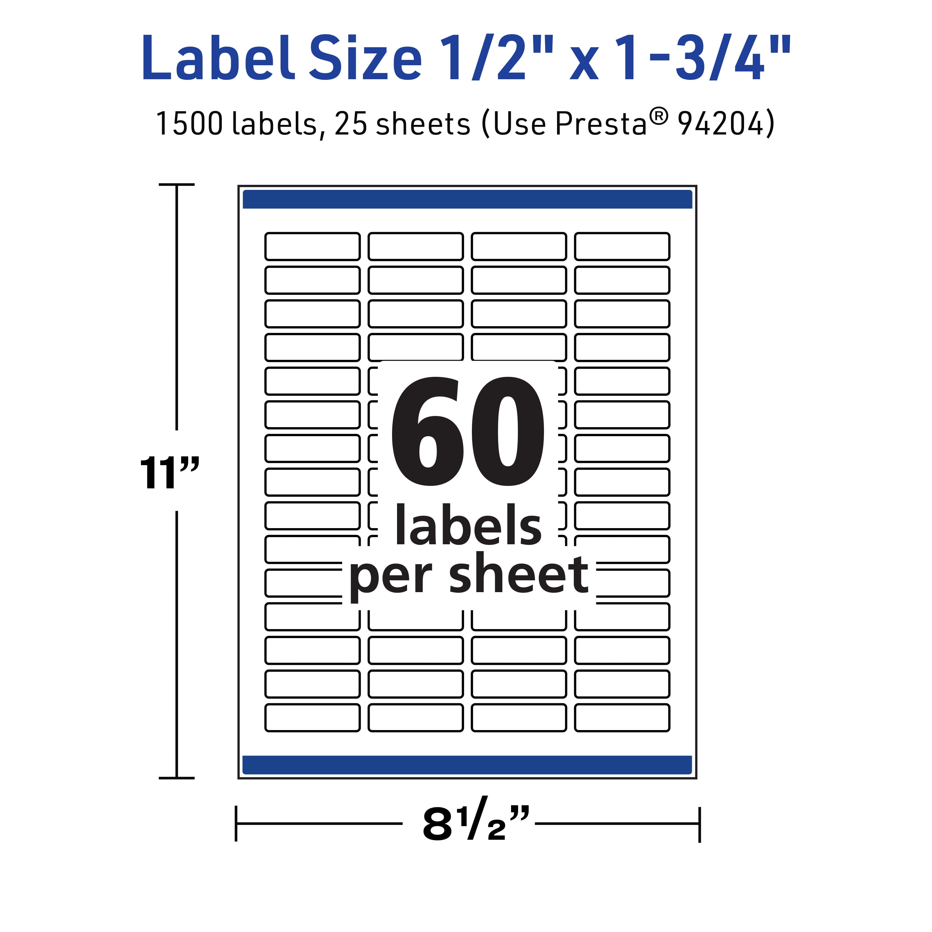 Avery TrueBlock Rectangle Labels, 0.5" x 1.75", 1,500ct