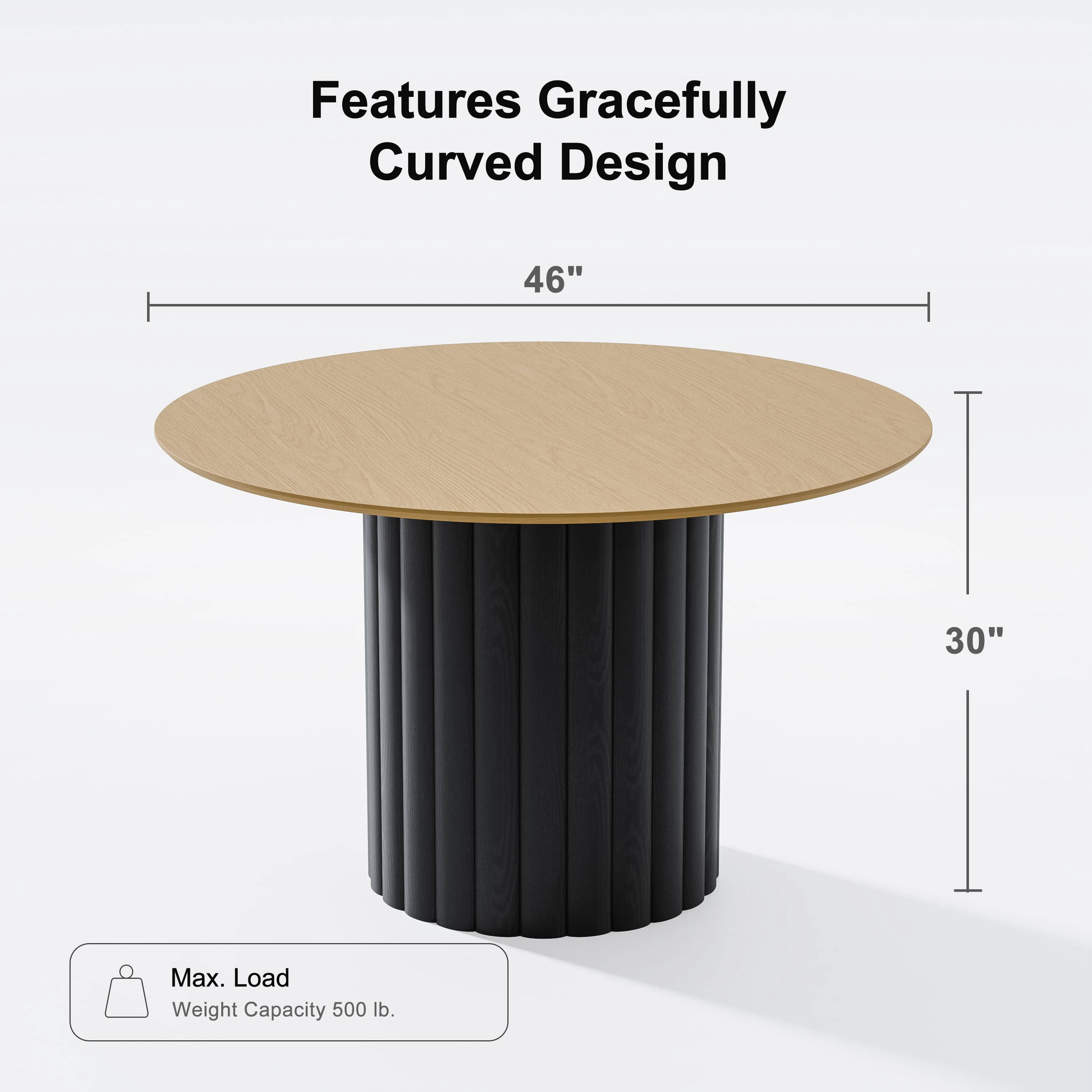 MAYEERTY 46" Rustic Dining Table Mid-Century Round Wood Kitchen Table for 4 People, Dining Room Living Room