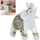 thumbnail image 5 of Estatuas de elefante Feng Shui, figuras de elefante blanco con tronco elevado para decoración del hogar (flor dorada de porcelana L), 5 of 5