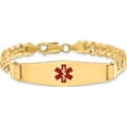 thumbnail image 3 of 14K Yellow Gold Medical Soft Diamond Shape Red Enamel Curb Link Id Bracelet (7 X 13.5) Made In United States xm581cc-7, 3 of 5