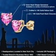thumbnail image 2 of Gem Stone King 14K Yellow Gold Pink Mystic Topaz Stud Earrings for Women Men | 1.90 Cttw | Gemstone November Birthstone | Heart Shape 6MM, 2 of 6