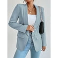 thumbnail image 5 of Women Casual Blazer Suit Open Front Shawl Collar Long Sleeve Fitted Jacket for Office Work Light-Blue XL, 5 of 5