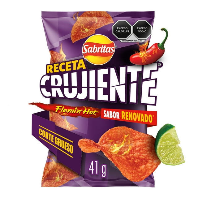 Papas fritas Sabritas Receta Crujiente Flamin' Hot sabor chile y limón 41g