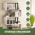 thumbnail image 4 of Dextrus 5-Tier S-Shaped Bookshelf, Modern Geometric Bookcase with Open Shelving for Home & Office, White, 4 of 11