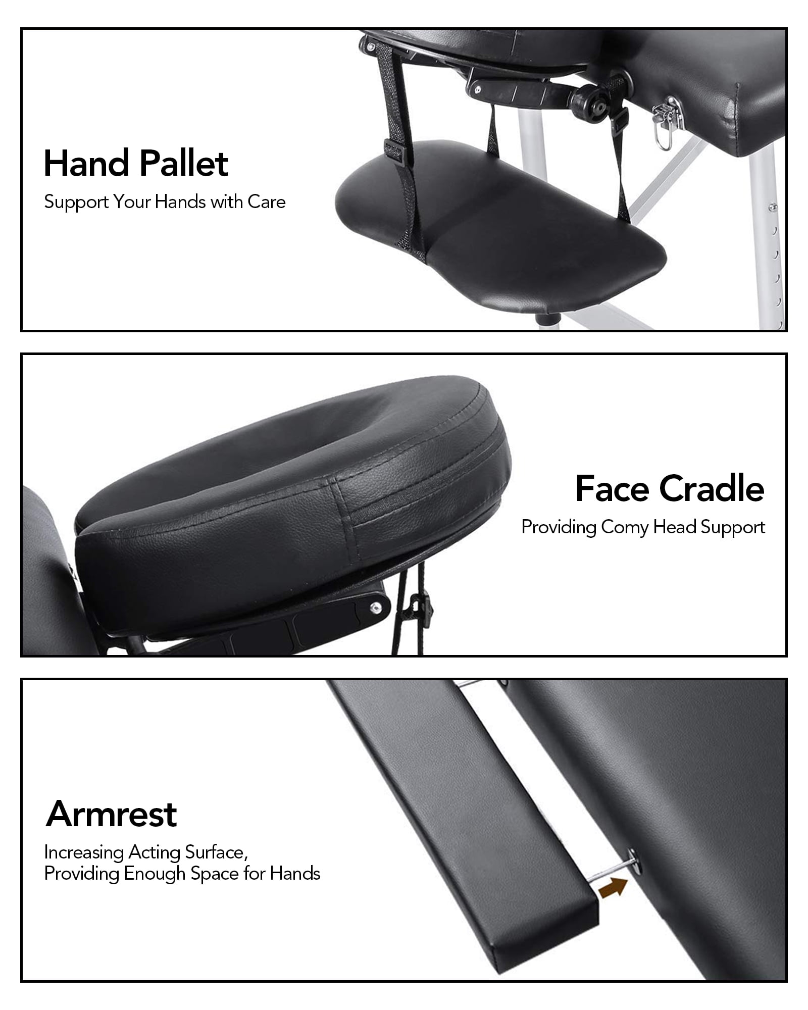 Naipo Portable Massage Table 84 Inch Massage Bed Wide SPA Lash Bed Tattoo Bed Height Adjustable 2 Fold Aluminum Weight Capacity 496LB, Black Promotion