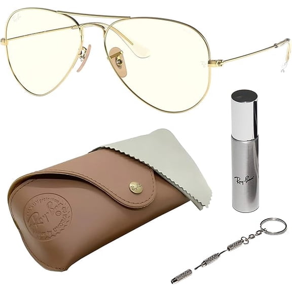 Ray-Ban RB3025 AVIATOR CLEAR EVOLVE Pilot Shaped Non-Polarized Sunglasses for Men & Women - Includes Official RAYBAN Eyewear Kit - Ideal Formal & Casual Wear Sunglasses - Clear Grey Lens