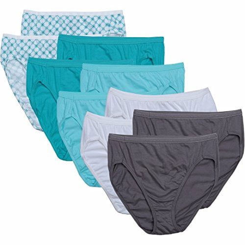 Hanes Hanes Womens 10 Pack Ultimate Cotton HiCut Panties, 7/L / Aqua