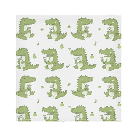 

JSTEL Cartoon Crocodile Cloth Napkins Set of 1 20x20 Inch Washable and Reusable Napkin for Decoupage Dinner Party Everyday Use