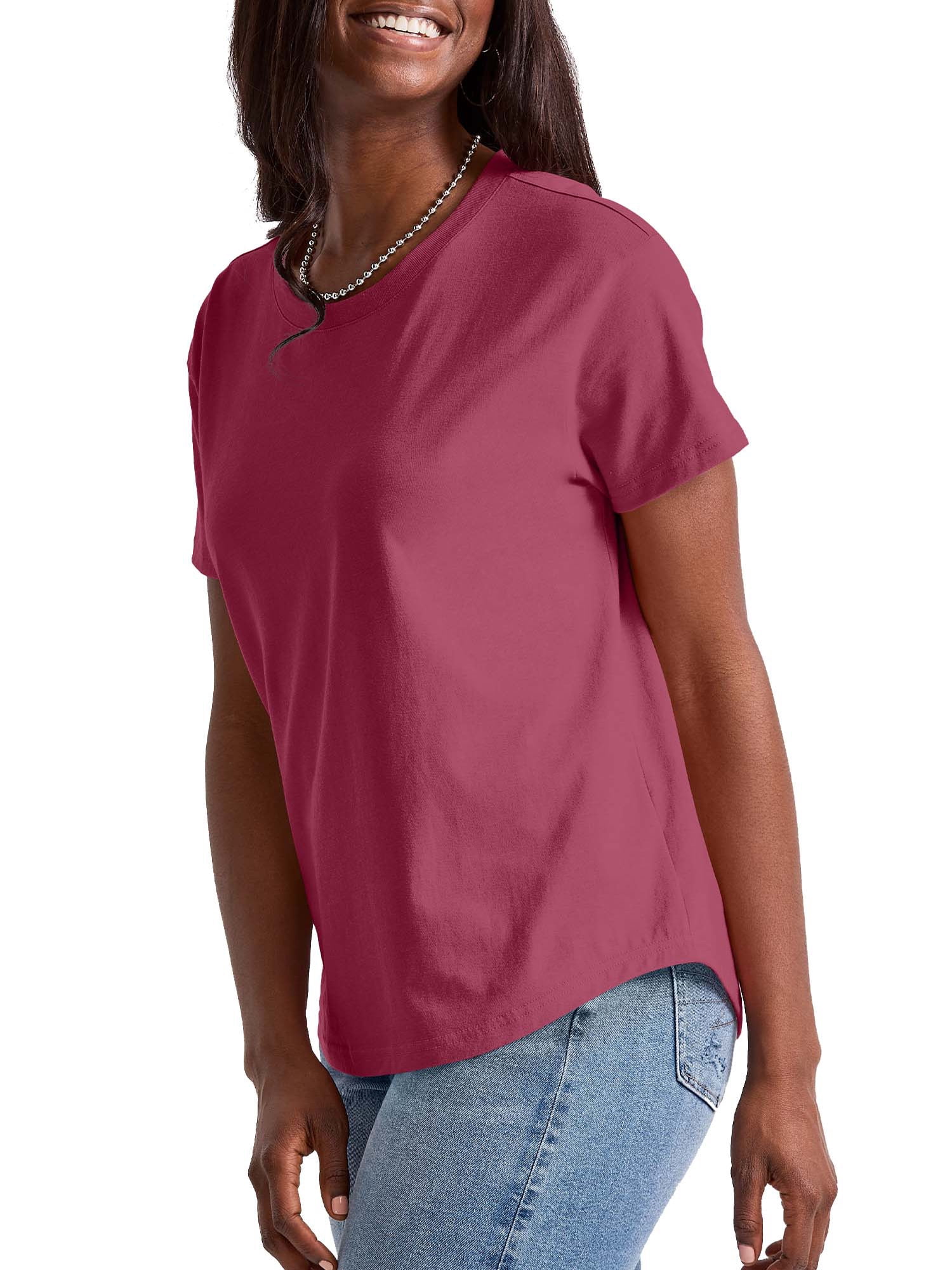 Hanes Originals Women’s T-Shirt with Curved Hem, 100% Cotton Relaxed-Fit Tee, Sizes XS-XXL