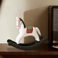 thumbnail image 1 of Personalized Wooden Rocking Horse Ornament 8.66in Thick Wood Hand-Painted Retro Style Balanced Base Interactive Decor Symbolizes Good Luck Gift for New Year Housewarming Grand Opening, 1 of 6