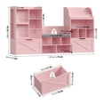 thumbnail image 4 of Homfa Kids Bookcase with Reading Nook, 75" W Kids Toy Storage Organizer with 2 Drawers, Kid Bench for Playroom Kids Room Living Room, Pink, 4 of 7
