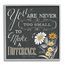 Never Too Small Make A Difference Florals Botanical & Floral Graphic Art Gray Framed Art Print Wall Art
