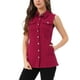 thumbnail image 1 of INSPIRE CHIC Chaleco de Mezclilla para Mujer Sin Mangas con Botones, Longitud Media, Chaleco Casual de Jean S Rojo Oscuro, 1 of 6