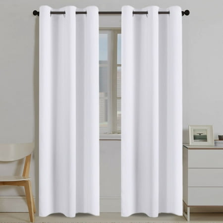 - Pure White Grommet Curtains Themal Insulated Nursery & Infant Care Curtains Each Panel 42