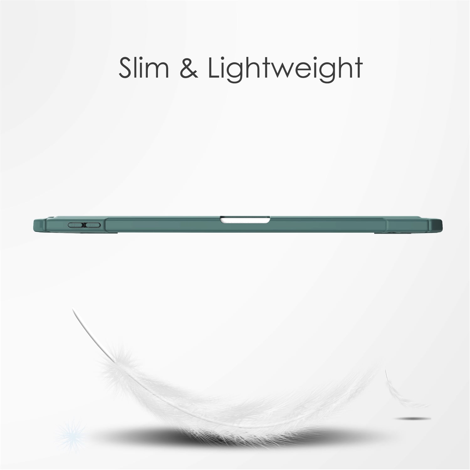 SaniMore Case for Apple iPad Air 11 (2024), Auto Sleep/Wake Shock Resistant [Built-in Pencil Holder] Flip Stand [Dual Angle] Transparent Slim Lightweight Anti-fall Tablet Shell, Deep Green