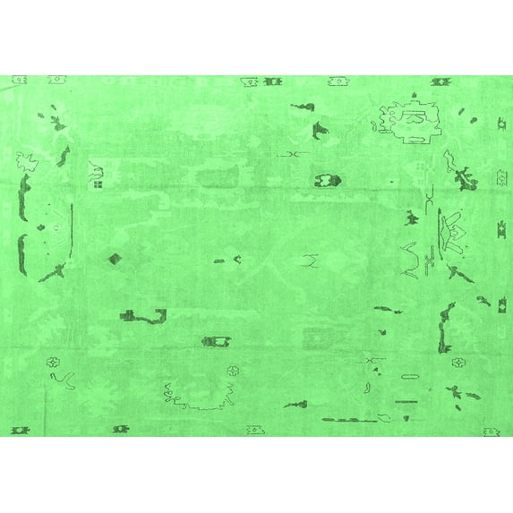 Ahgly Company Indoor Rectangle Oriental Emerald Green Traditional Area Rugs, 8' x 10'