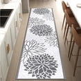 thumbnail image 6 of MeyJey 2'x8' Floral Runner Rug for Hallways, Oriental Non Slip Machine Washable Area Rugs Vintage Floor Carpet for Bedroom Kitchen Dinning/Living/Laundry Room, Gray/White, 6 of 15