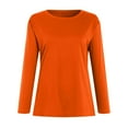 thumbnail image 4 of larppty Womens Crewneck Long Sleeve Shirts - Loose Fitted Basic Casual Tees Outfits（Orange，M）, 4 of 5