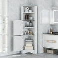 thumbnail image 2 of Royard Oaktree Tall Corner Cabinet Freestanding Bathroom Cabinet with 2 Doors and Adjustable Shelves Modern Multi-Functional Storage Cabinet for Bathroom Living Room Kitchen Small Space,White, 2 of 7