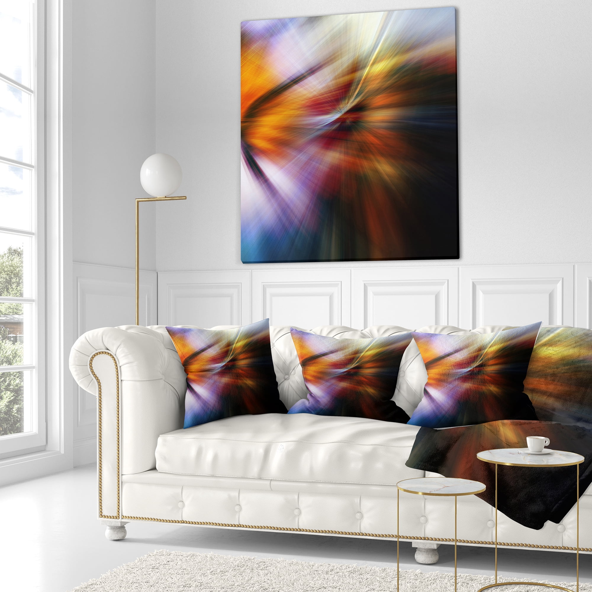 Designart Red Orange Fusion of Hues - Abstract Throw Pillow - 18x18