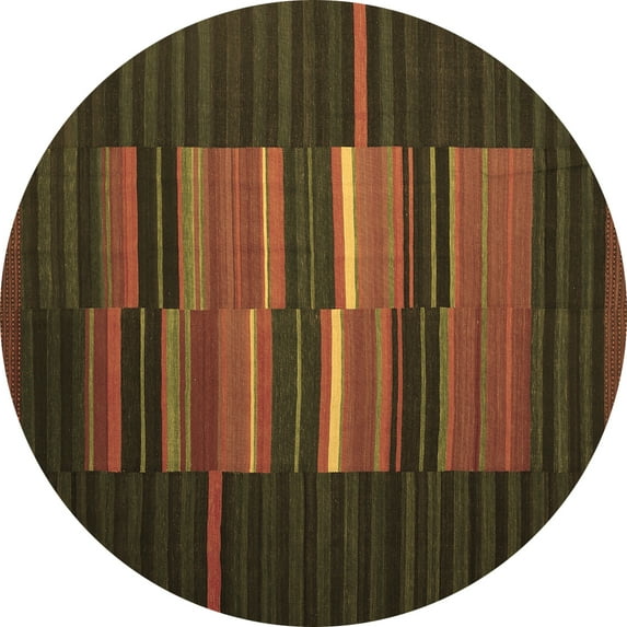 Ahgly Company Indoor Round Abstract Brown Contemporary Area Rugs, 5' Round