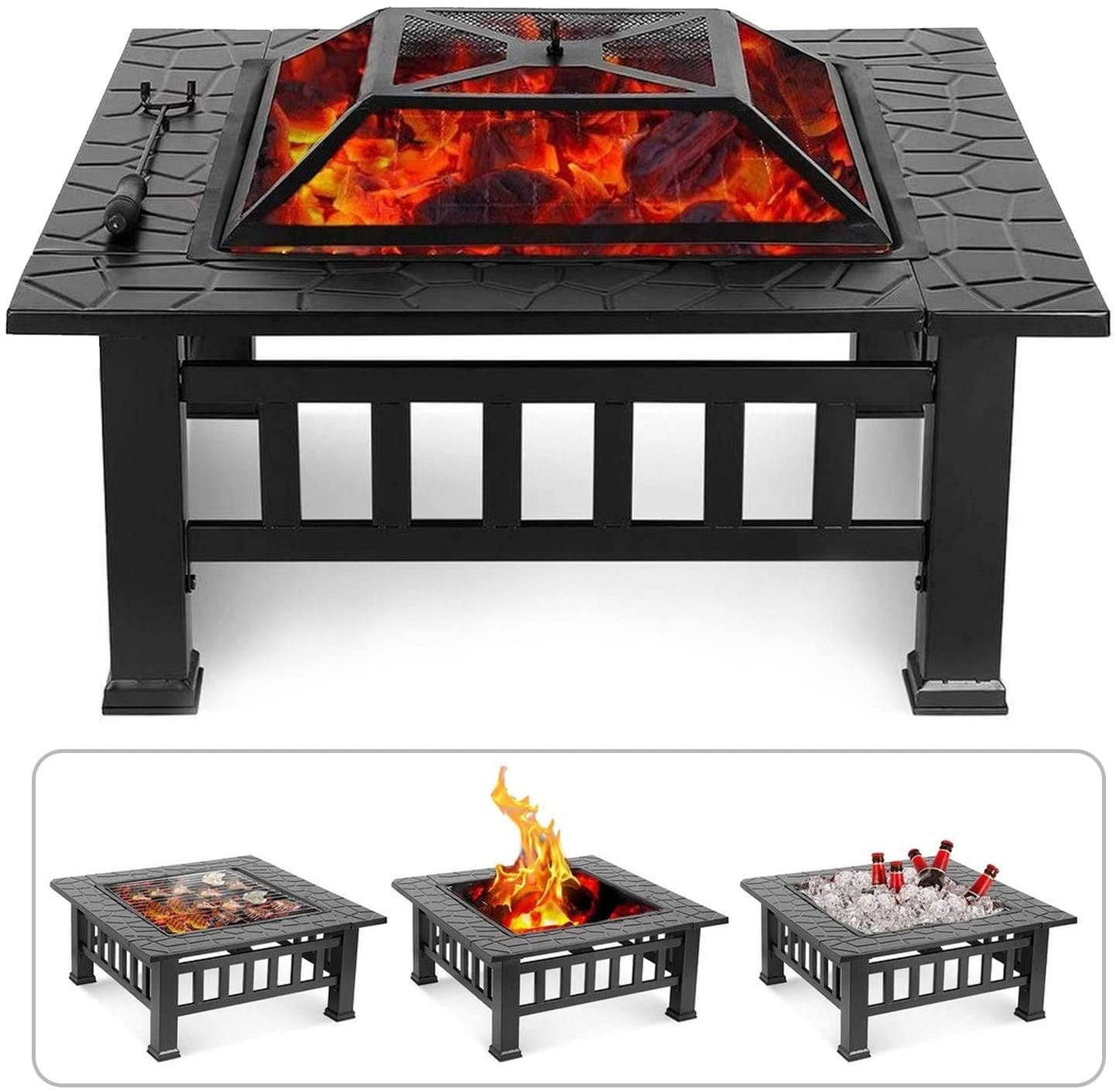 Miller Fire Pit Square Outdoor Wood, Square Fire Pit Frame