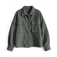 thumbnail image 4 of Lumtrix Jackets For Women Cropped Fashion Corduroy Button Down Coats, Long Sleeve Shacket Lapel Collar Lightweight Fall Fashion Jackets Dark Gray M, 4 of 5