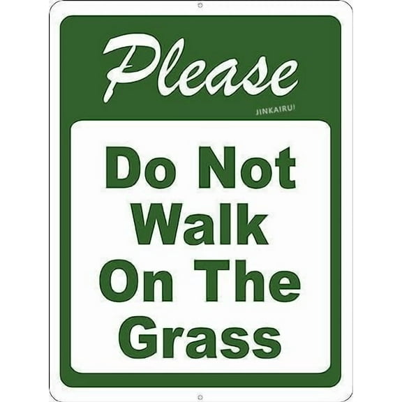 Vintage Metal Tin Sign Please Do Not Walk On Grass Aluminum Poster Rustic Lawn Yard Warning Sign for Home Garden Garage Wall Decor 8x12 Inch
