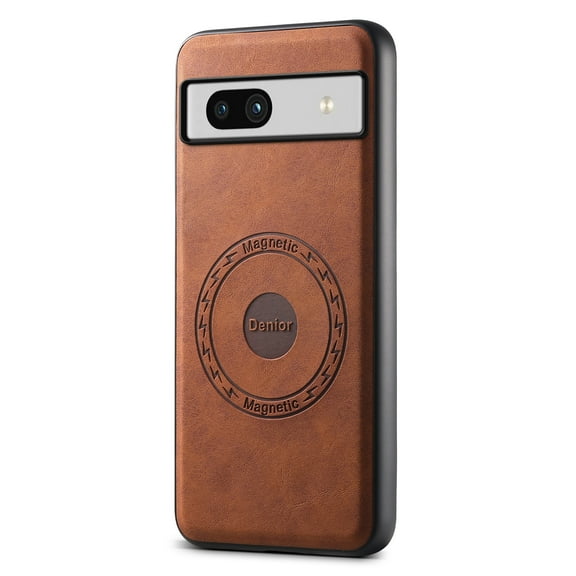 Phone Case for Google Pixel 7A, Strong Magnetic Compatible with Mag-Safe, Vintage PU Leather Men Women Cover, Non-Slip Grip Shockproof Protective Bumper Case for Google Pixel 7A, Brown