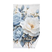 Flowers with Blue Cotton Face Towels Soft Hand Towel Absorbent Bathroom Towel for Kitchen Hotel Decoration