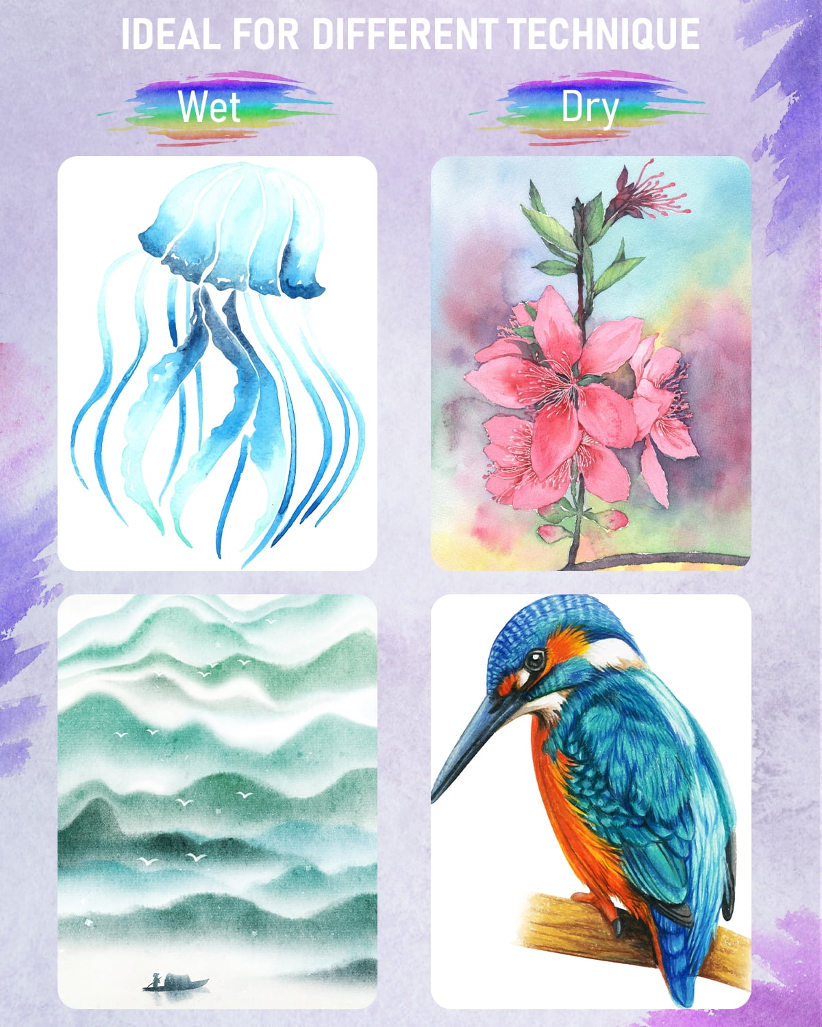 Nicpro 5" x 2" x 10" Metallic and Fluorescent Watercolor Art Supplies Kit