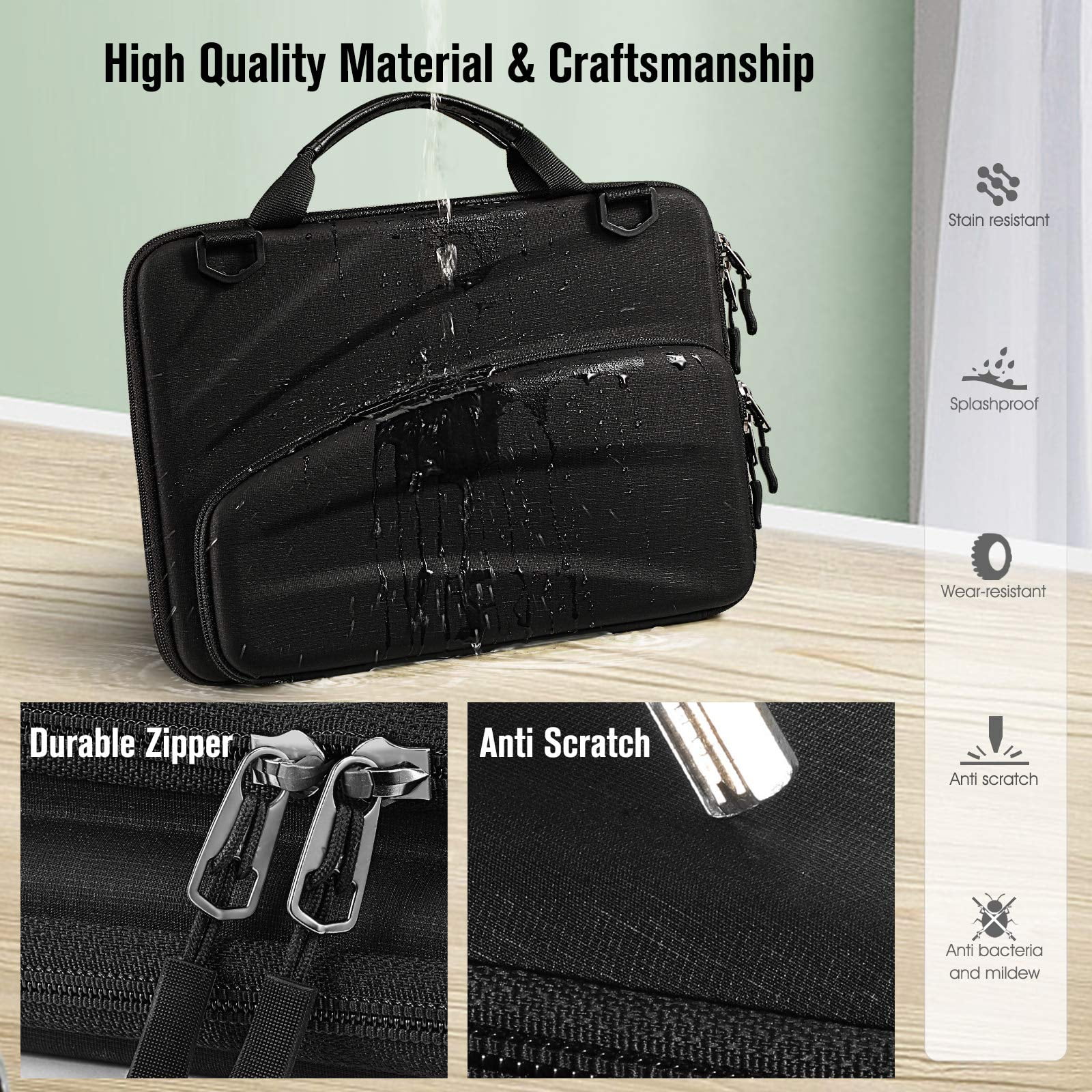 11-11.6 Inch Chromebook Sleeve Case - Protective Briefcase Shoulder Bag with Accessory Pouch for Up to 11.6" Laptop Notebook Ultrabook, Black