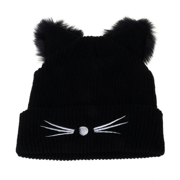 Winter Beanie Caps Crochet Winter Fur Knitted Cap Cute for Cat Ears Square Cap