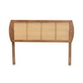 thumbnail image 2 of Harris Mid-Century Modern Ash Walnut Finished Wood and Synthetic Rattan Full Size Headboard, 2 of 4