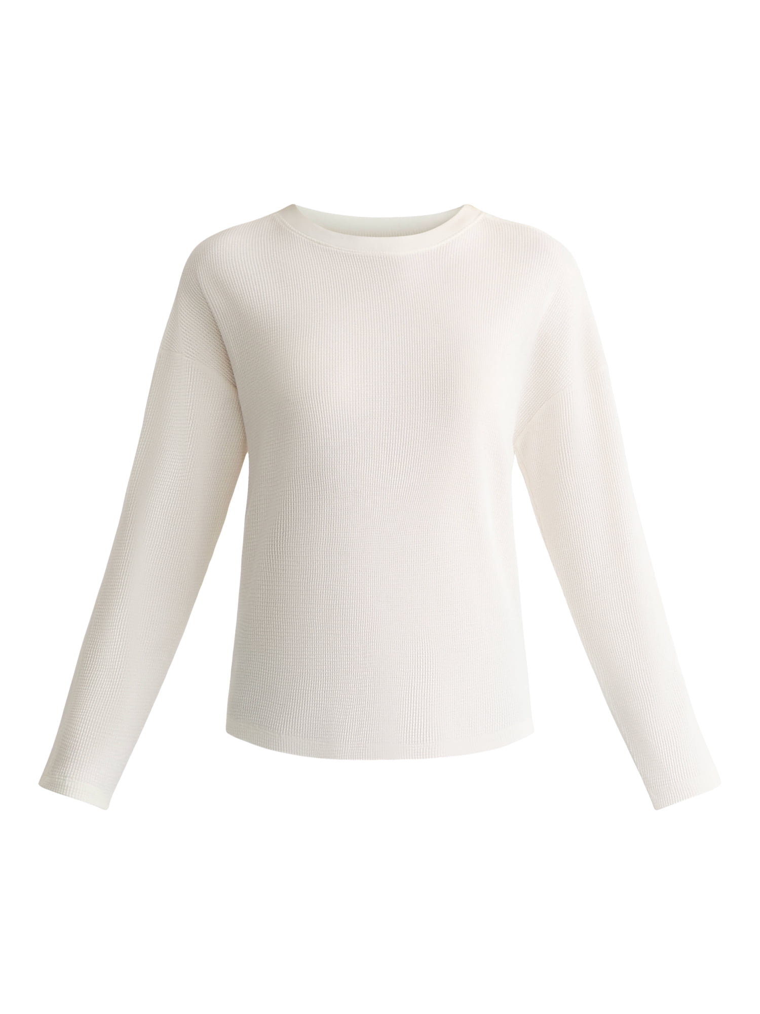 Time and Tru Women's Boxy Thermal Tee with Long Sleeves, Sizes XS-XXXL