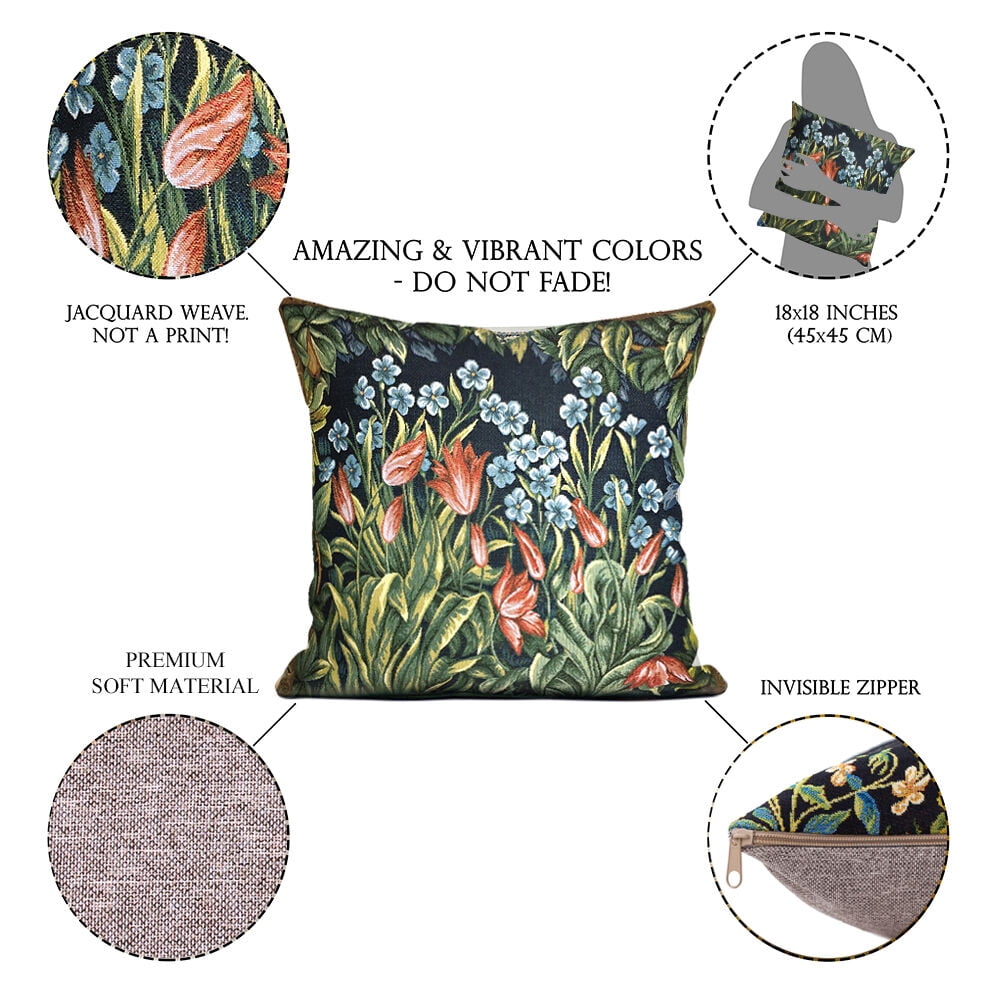 Wllam Morrs Rose Floral Tapestry Pllow Cover 18x18 nch - Woven